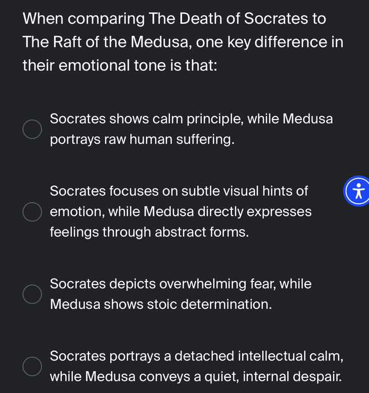 when comparing the death of socrates to the raft of the medusa, one key…