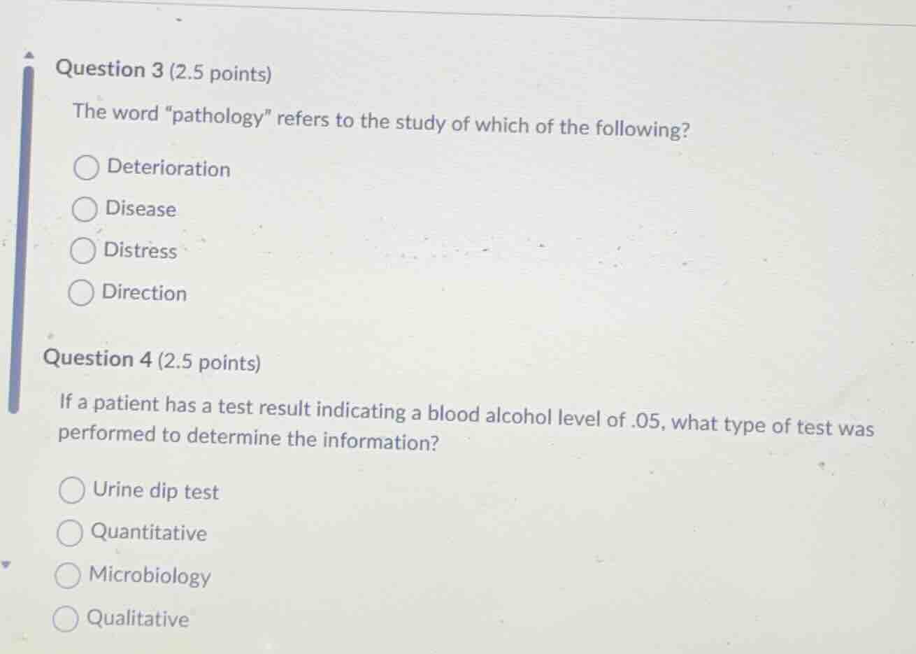 question 3 (2.5 points) the word \pathology\ refers to the study of whi…