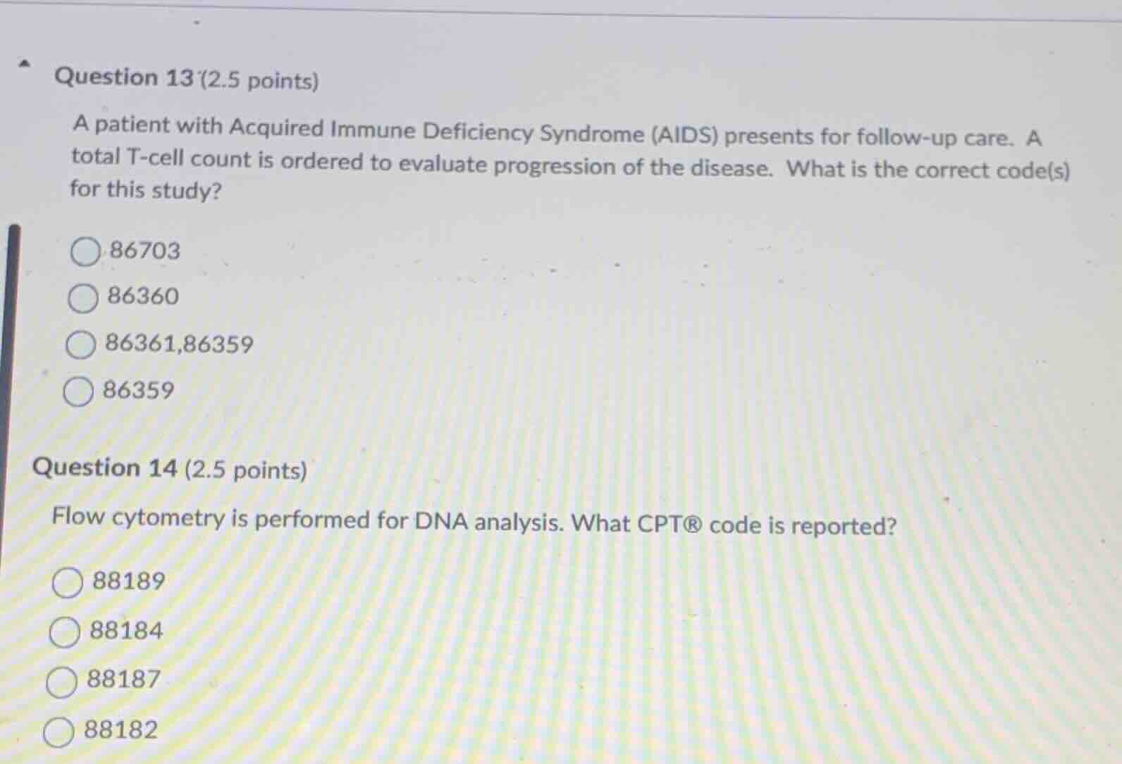 question 13 (2.5 points) a patient with acquired immune deficiency synd…