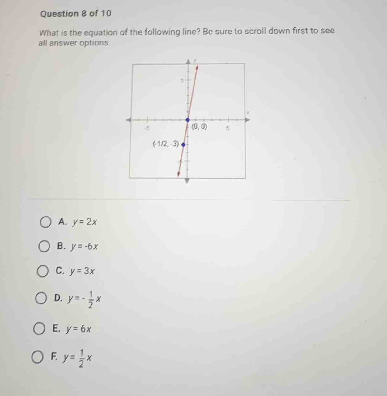 question 8 of 10 what is the equation of the following line? be sure to…