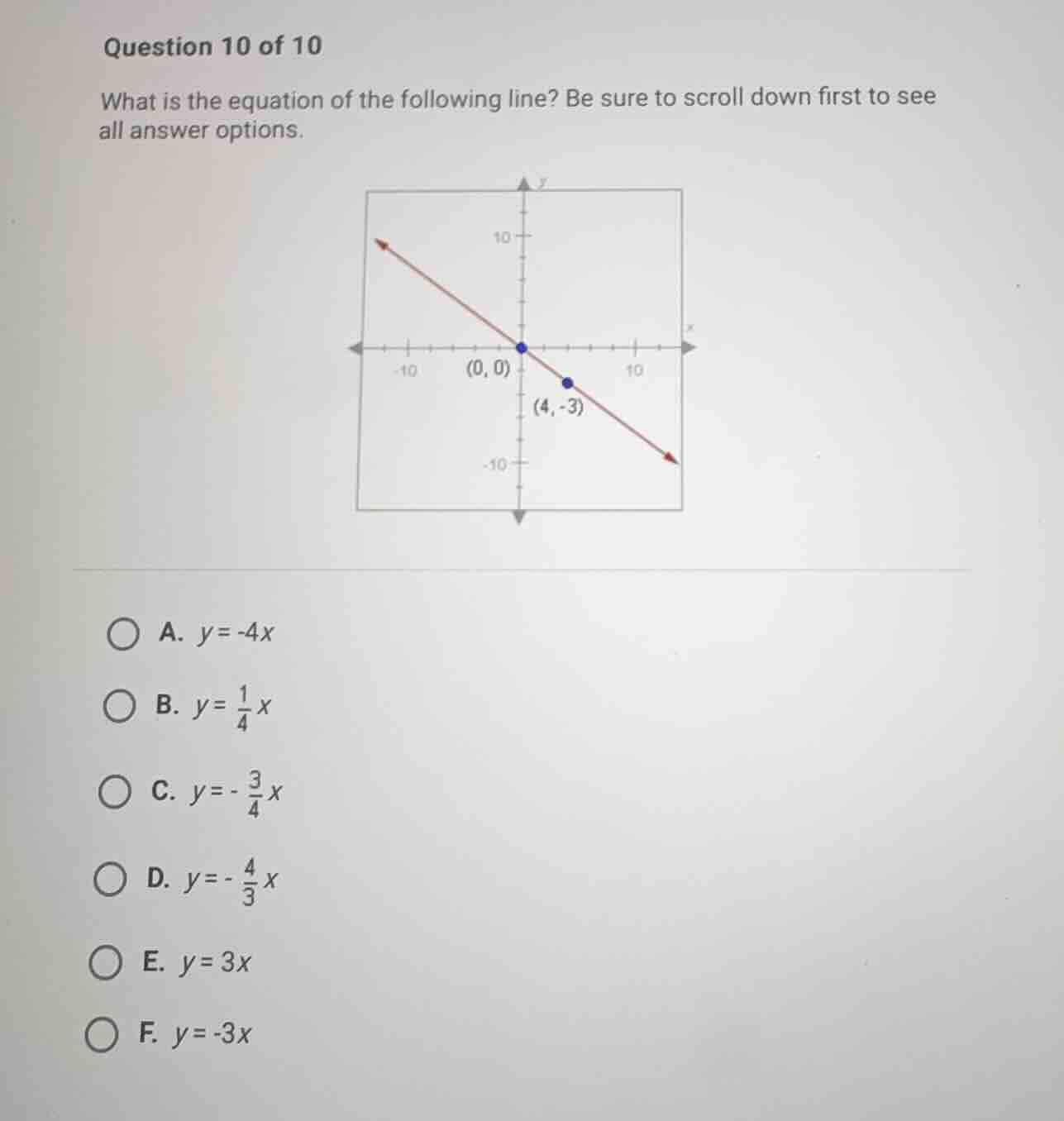 question 10 of 10 what is the equation of the following line? be sure t…