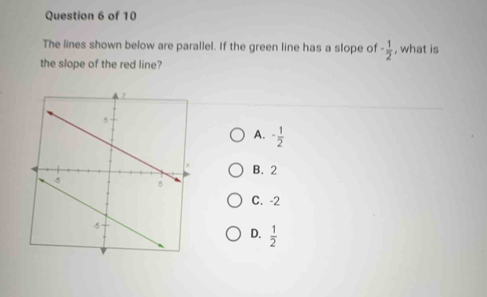question 6 of 10 the lines shown below are parallel. if the green line …