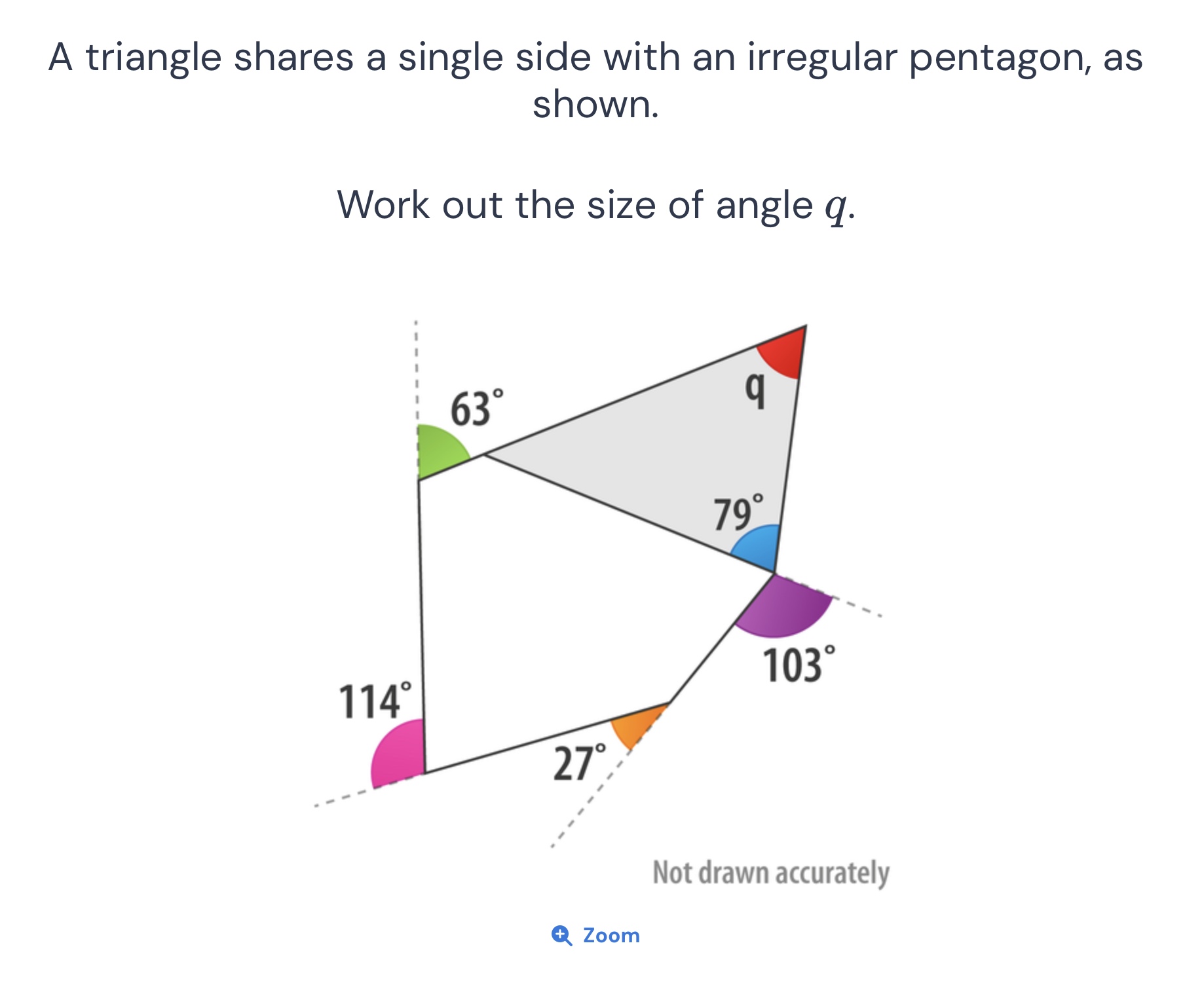 a triangle shares a single side with an irregular pentagon, as shown. w…