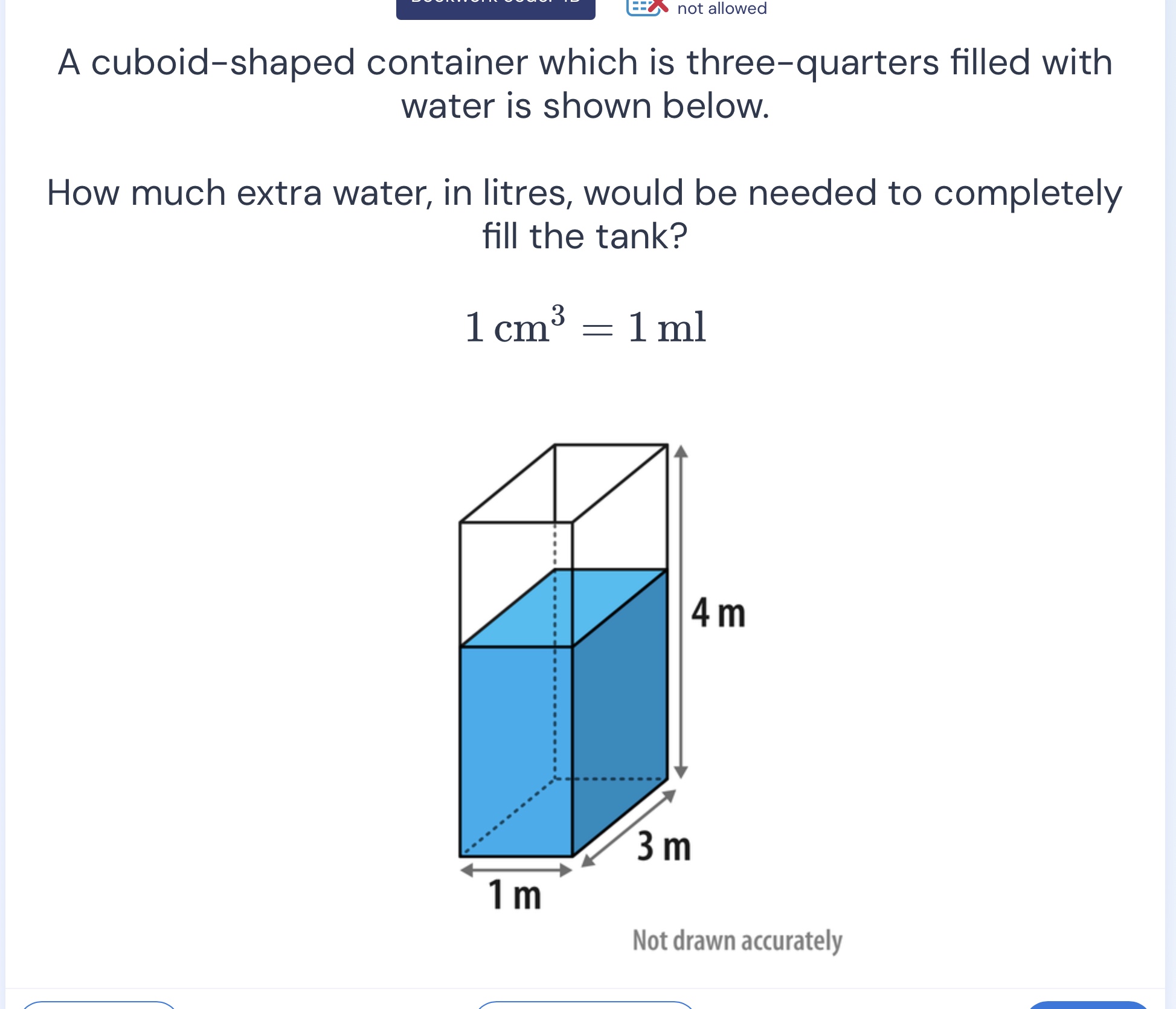 a cuboid-shaped container which is three-quarters filled with water is …