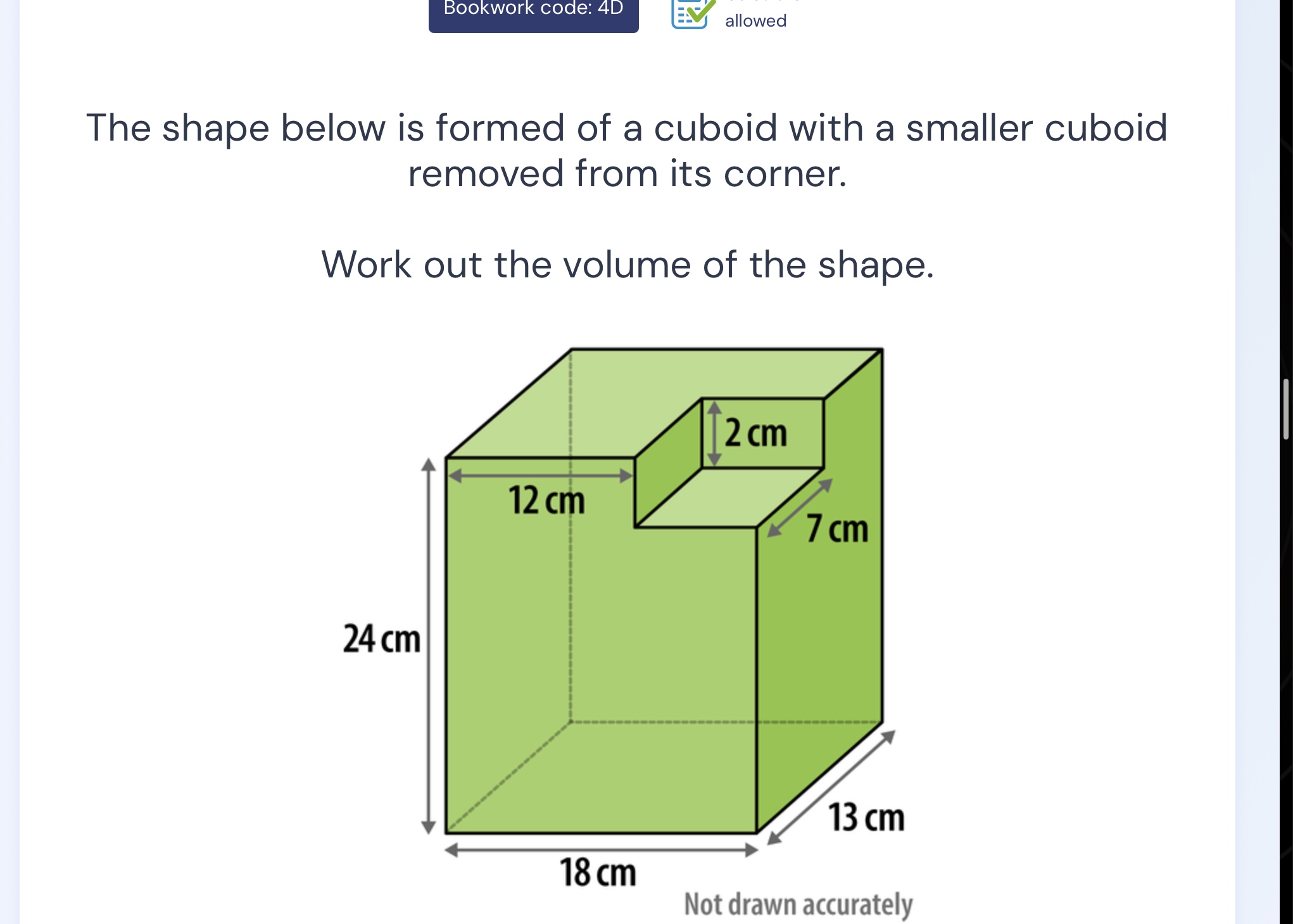 the shape below is formed of a cuboid with a smaller cuboid removed fro…