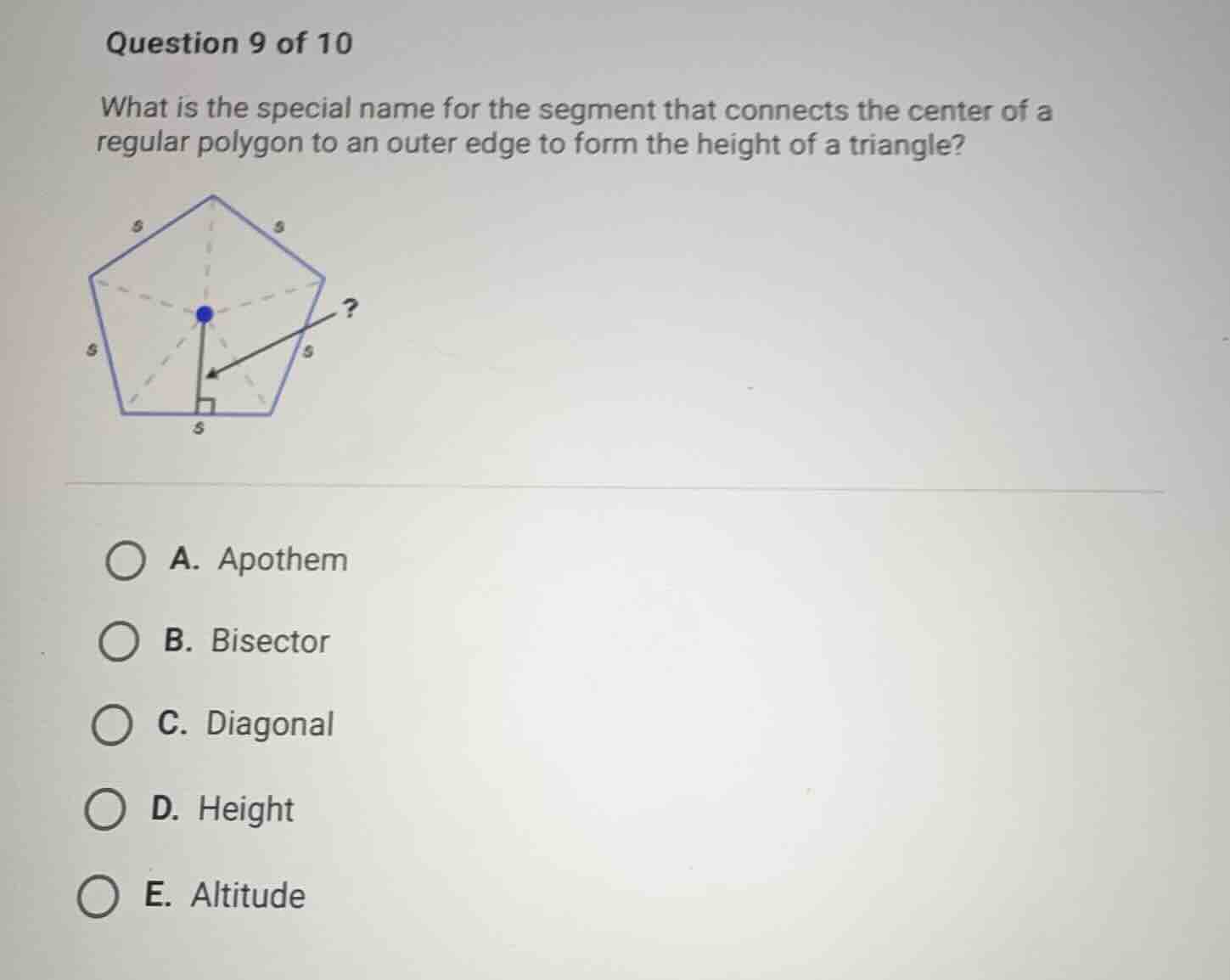 question 9 of 10 what is the special name for the segment that connects…