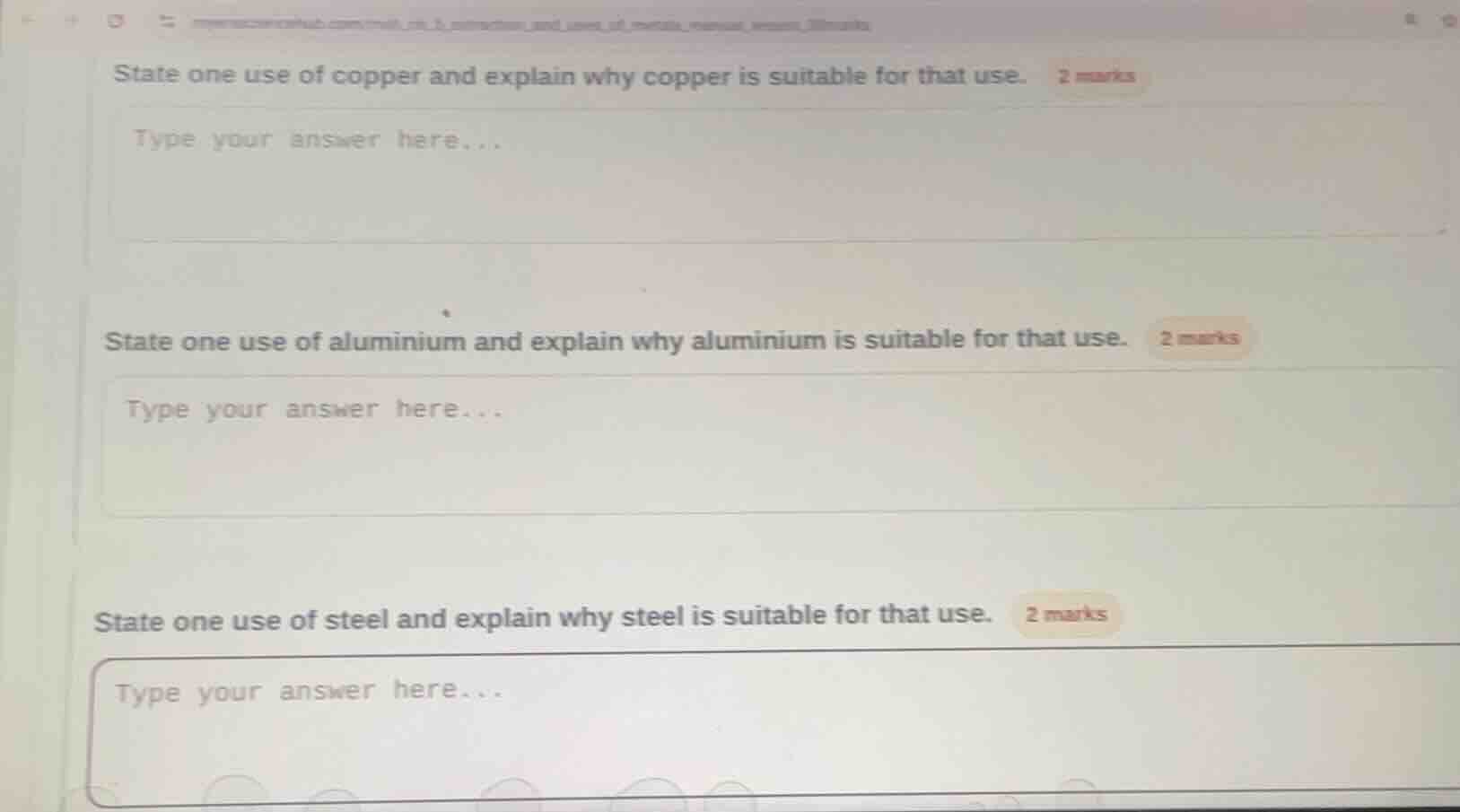 state one use of copper and explain why copper is suitable for that use…