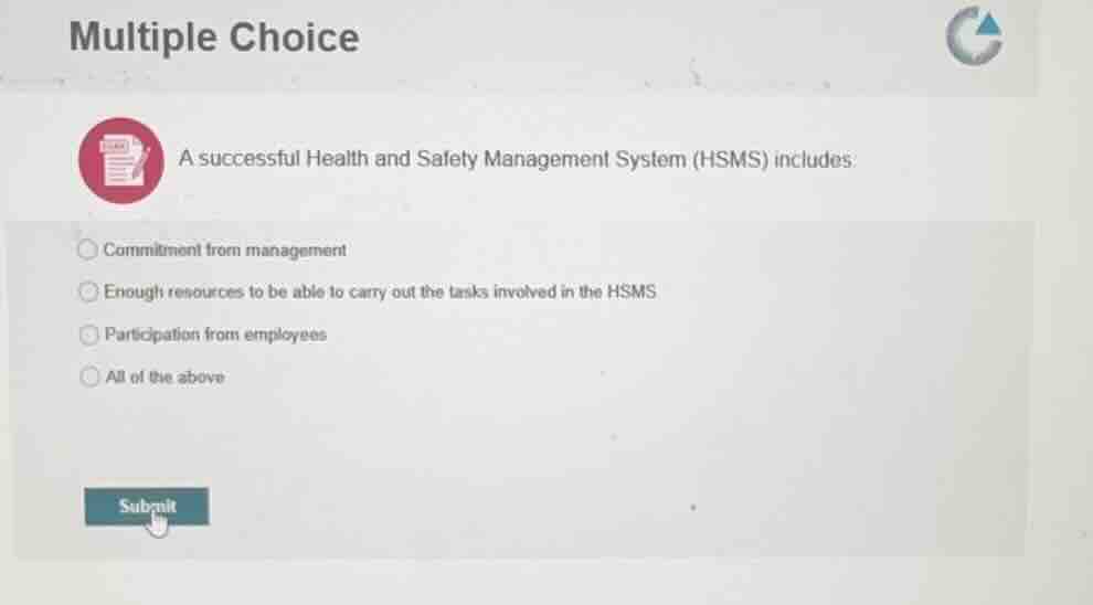 multiple choice a successful health and safety management system (hsms)…