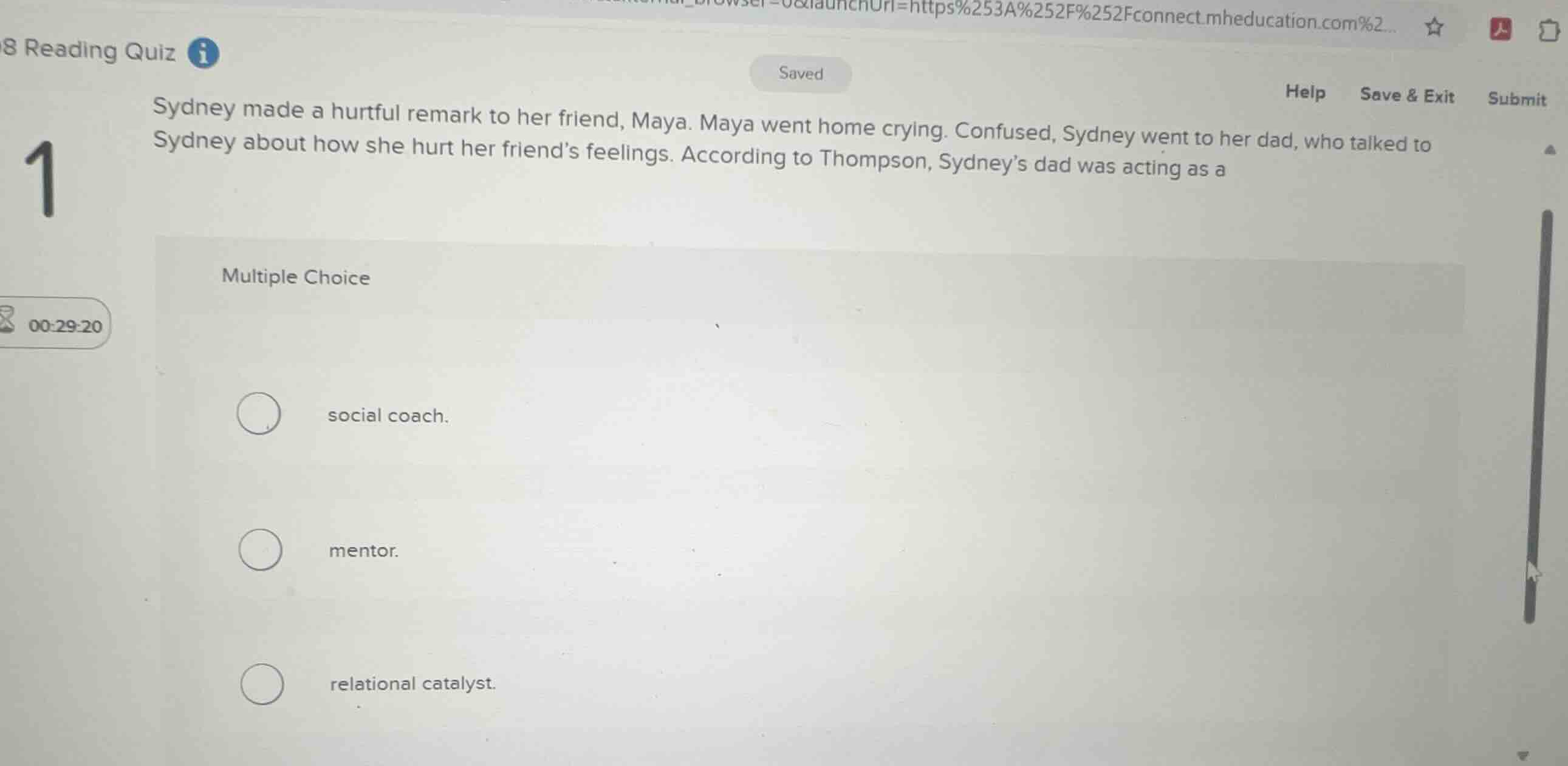 sydney made a hurtful remark to her friend, maya. maya went home crying…