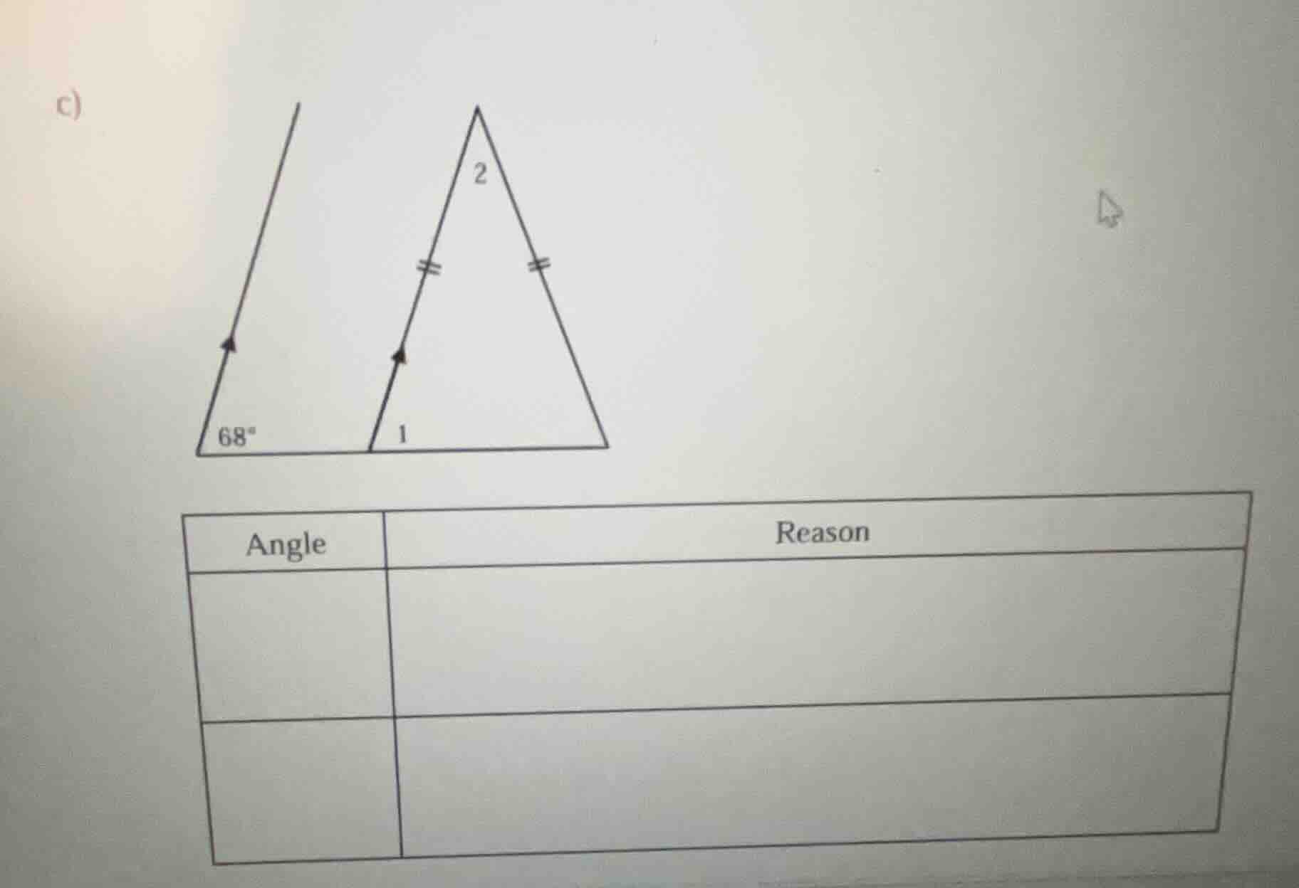 c) angle | reason ---|---