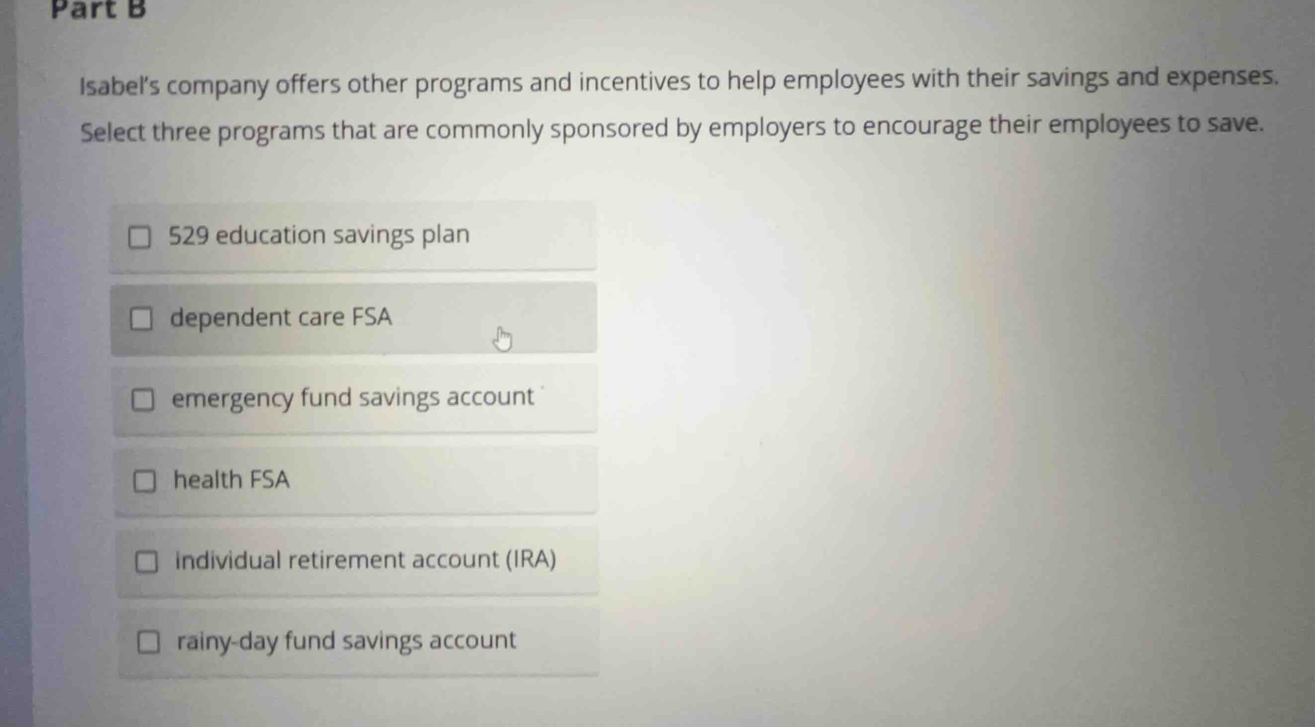 part b isabels company offers other programs and incentives to help emp…