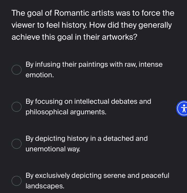 the goal of romantic artists was to force the viewer to feel history. h…