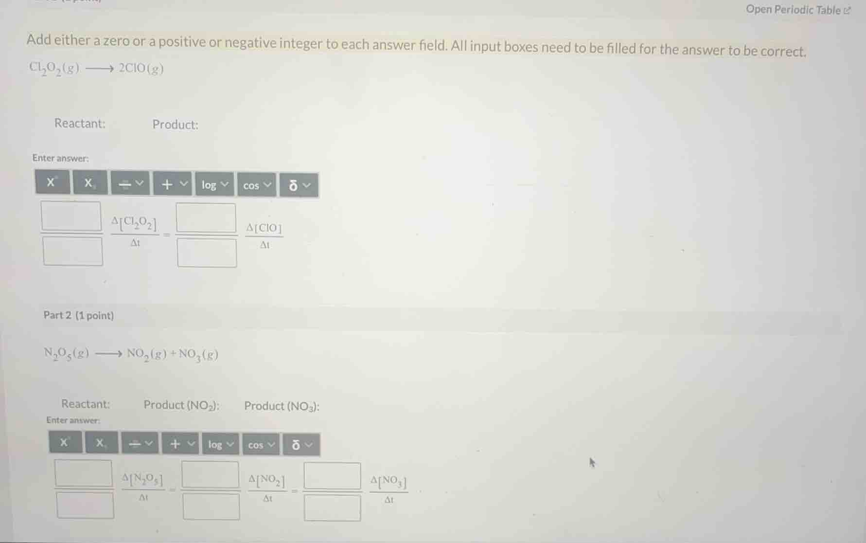 add either a zero or a positive or negative integer to each answer fiel…
