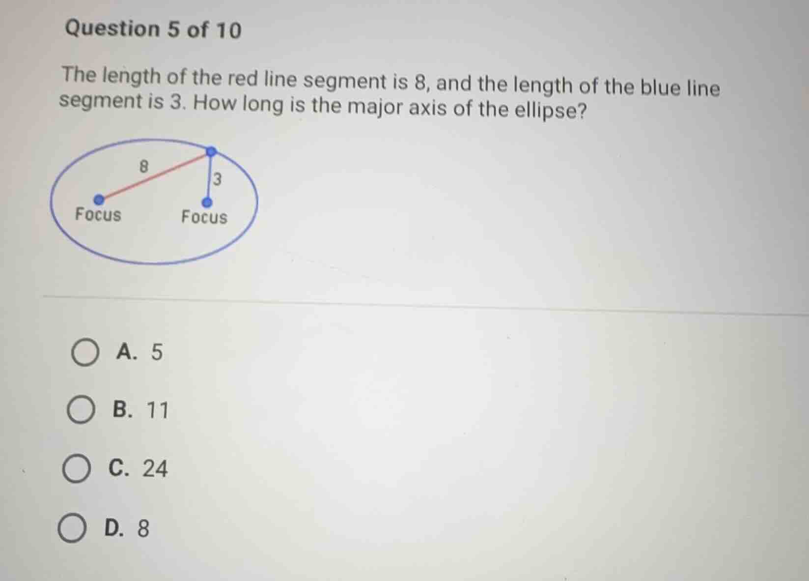 question 5 of 10 the length of the red line segment is 8, and the lengt…