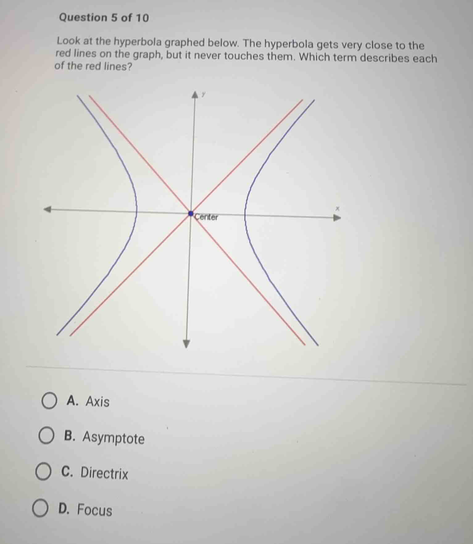 question 5 of 10 look at the hyperbola graphed below. the hyperbola get…