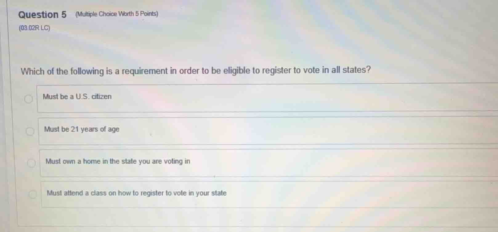 question 5 (multiple choice worth 5 points) (03.02r lc) which of the fo…