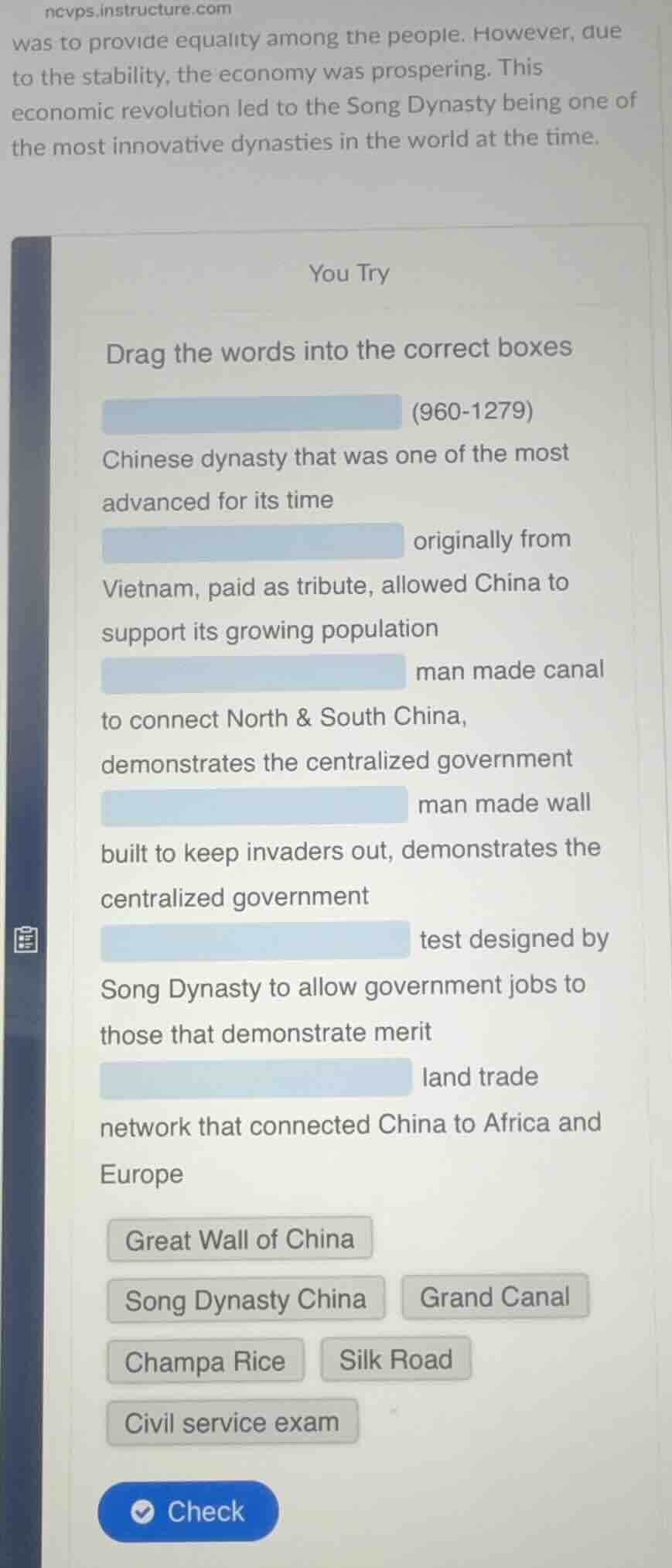 you try drag the words into the correct boxes (960-1279) chinese dynast…