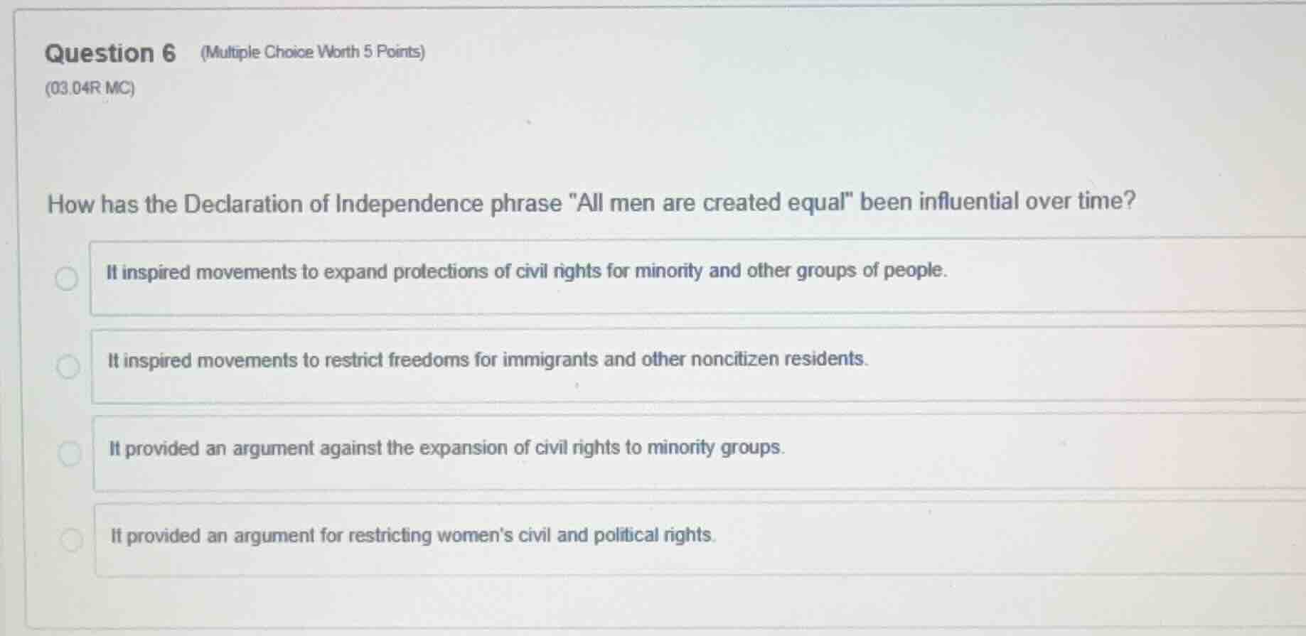question 6 (multiple choice worth 5 points) (03.04r mc) how has the dec…