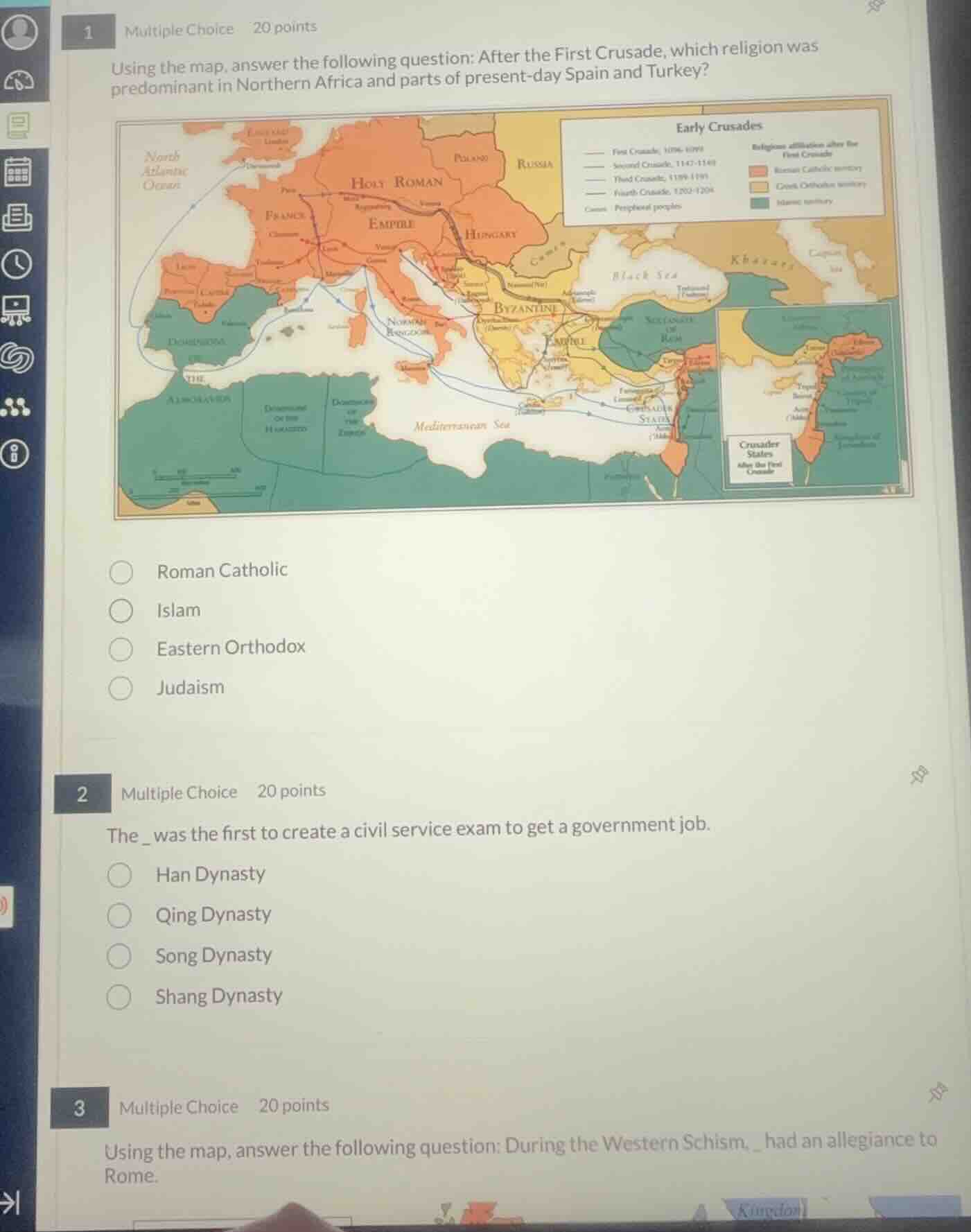 1 multiple choice 20 points using the map, answer the following questio…