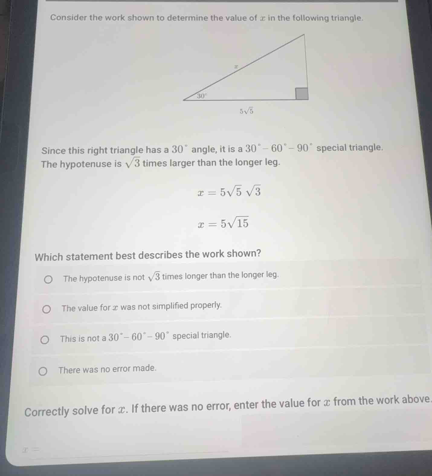 consider the work shown to determine the value of (x) in the following …