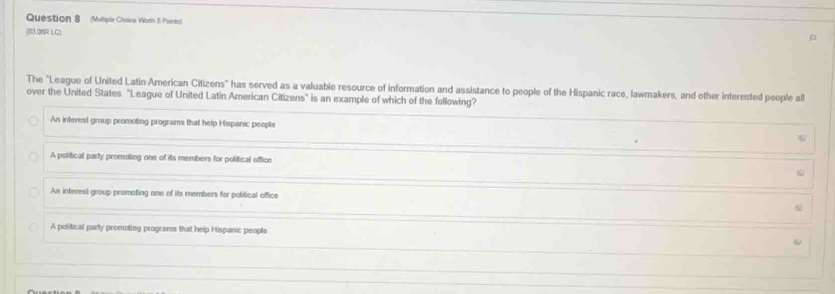 question 8 (multiple choice worth 5 points) (03.05r lc) the \league of …
