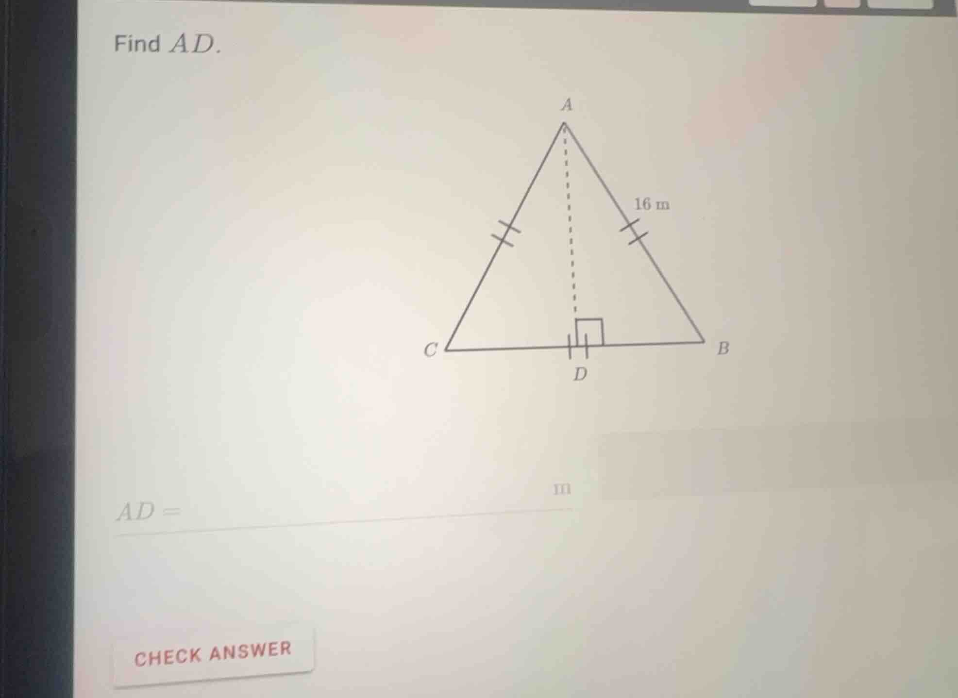 find \\(ad\\). \\(ad =\\) m