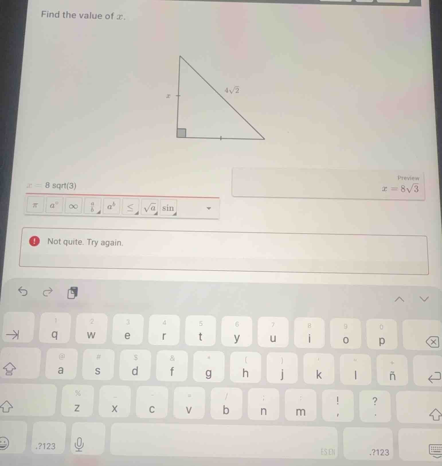 find the value of \\(x\\).