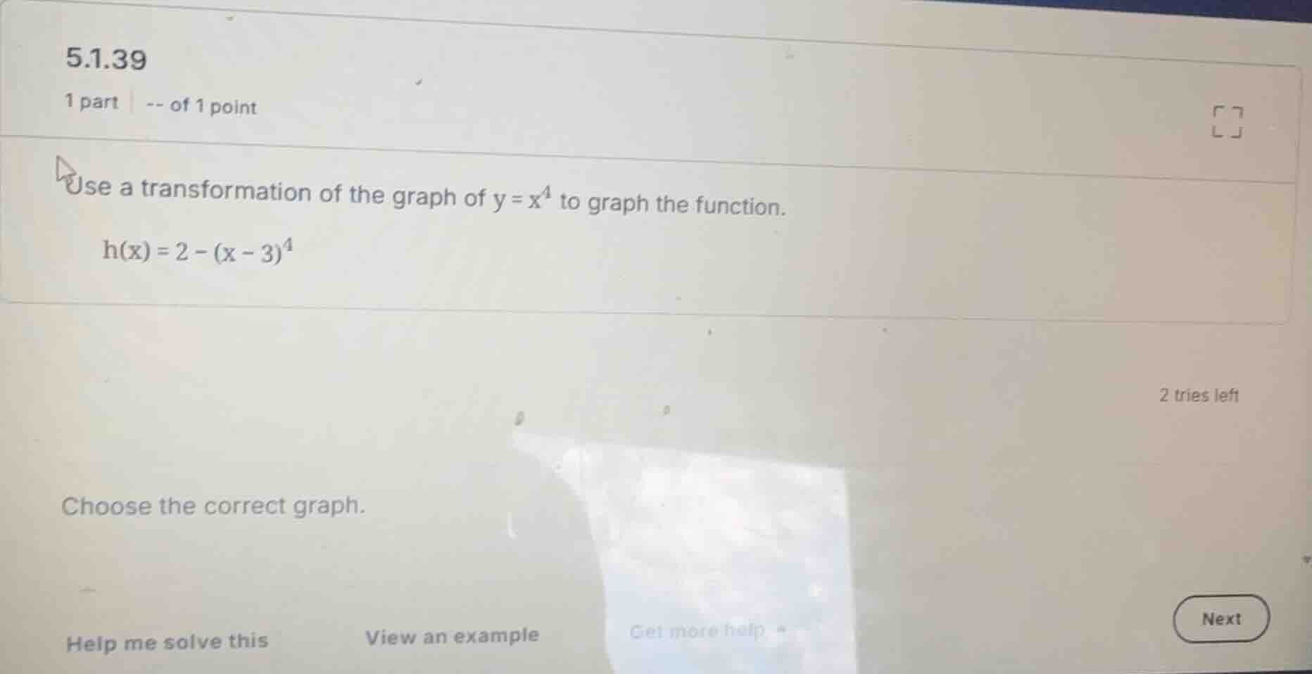 use a transformation of the graph of \\(y = x^4\\) to graph the functio…