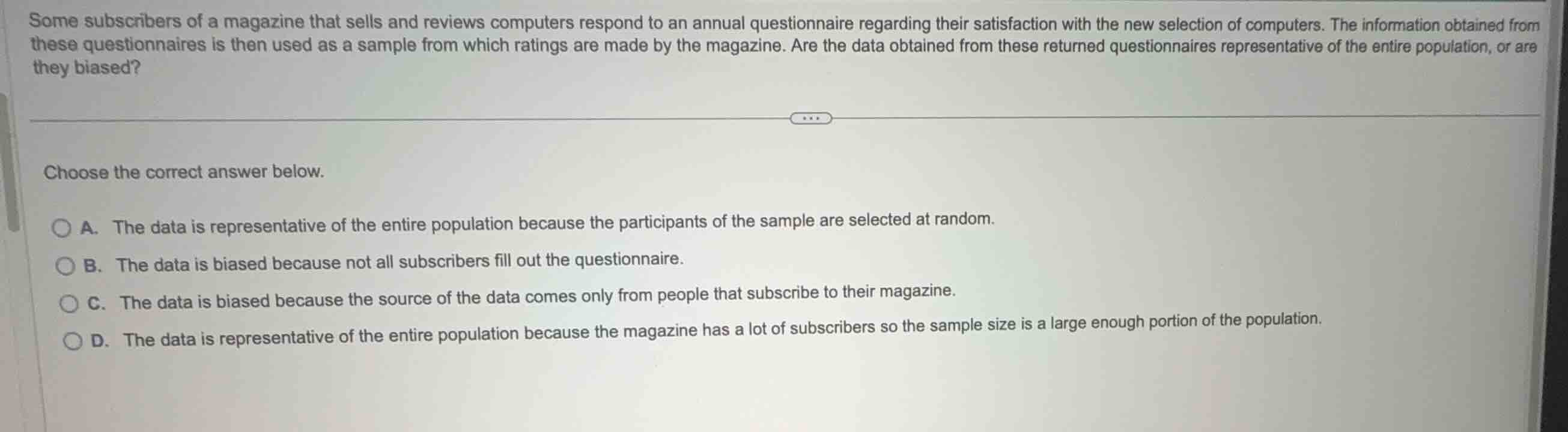 some subscribers of a magazine that sells and reviews computers respond…