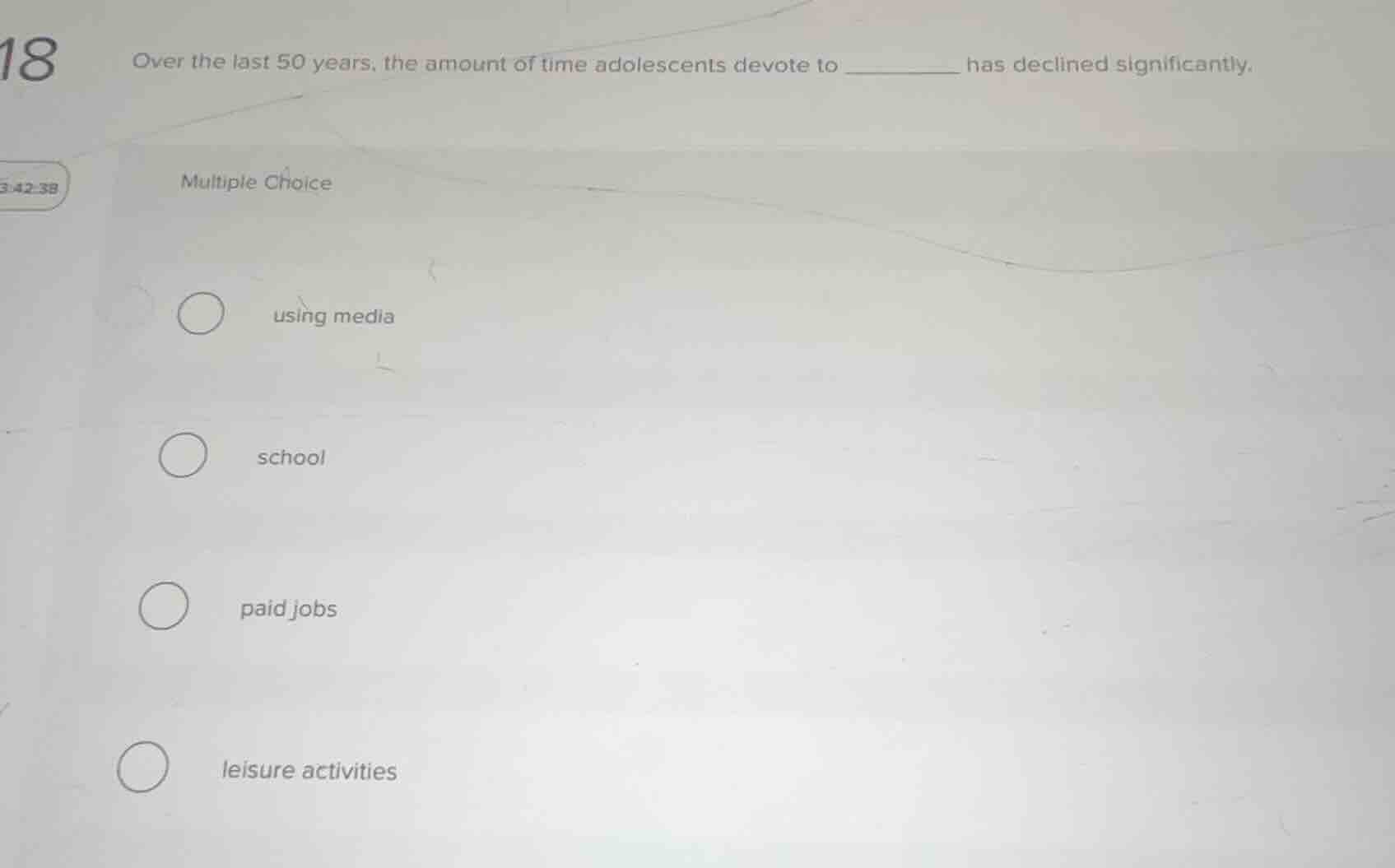 over the last 50 years, the amount of time adolescents devote to ______…