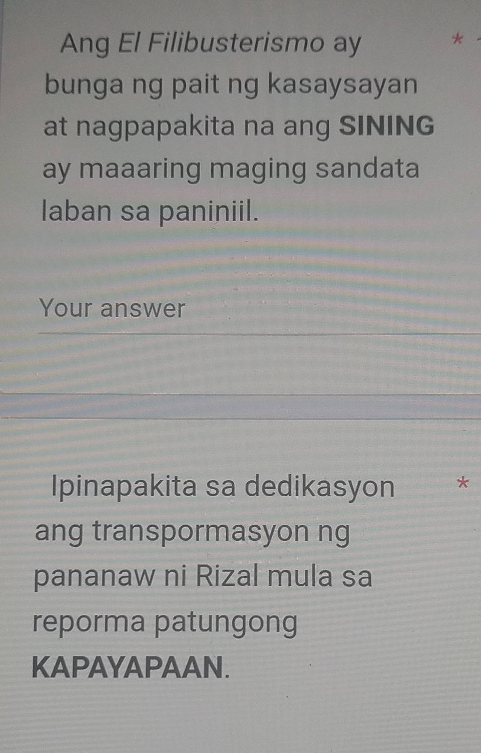 ang el filibusterismo ay bunga ng pait ng kasaysayan at nagpapakita na …
