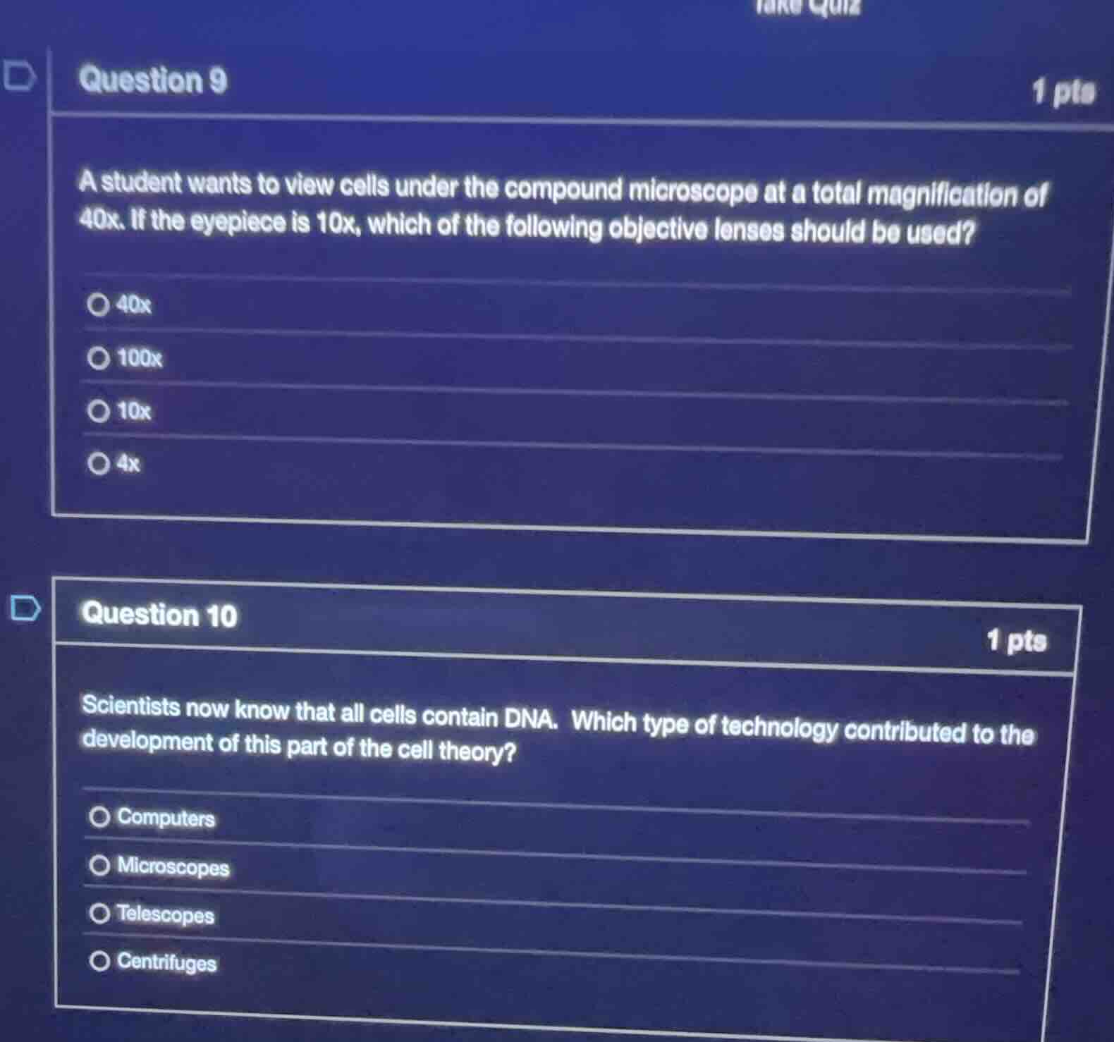 question 9 a student wants to view cells under the compound microscope …