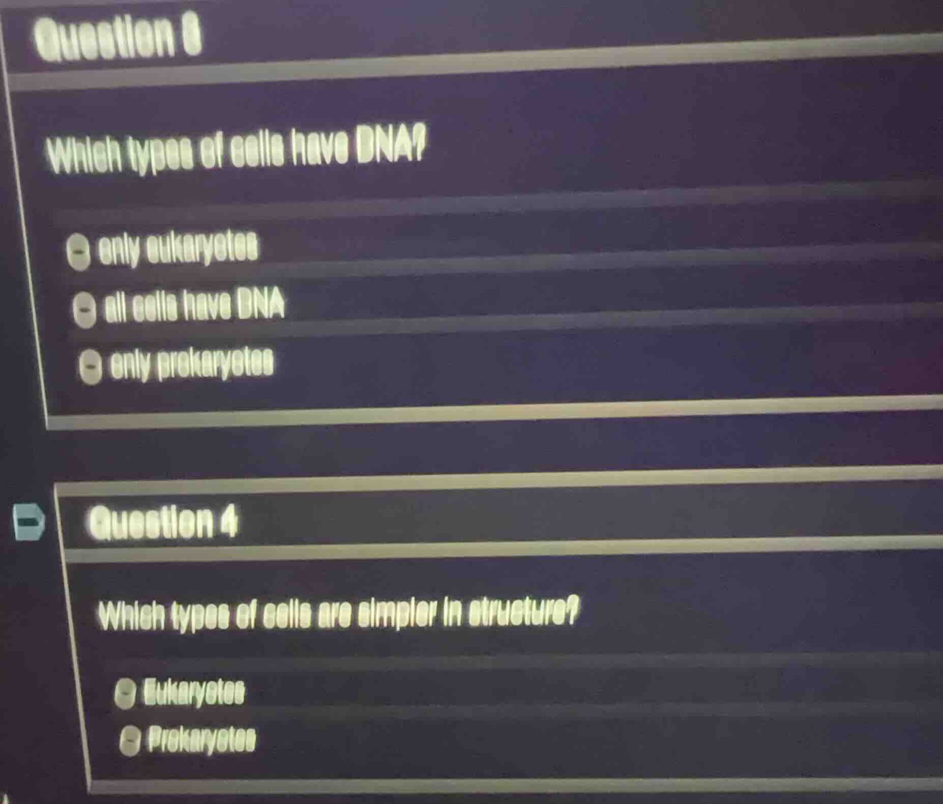 question 3 which types of cells have dna? - only eukaryotes - all cells…