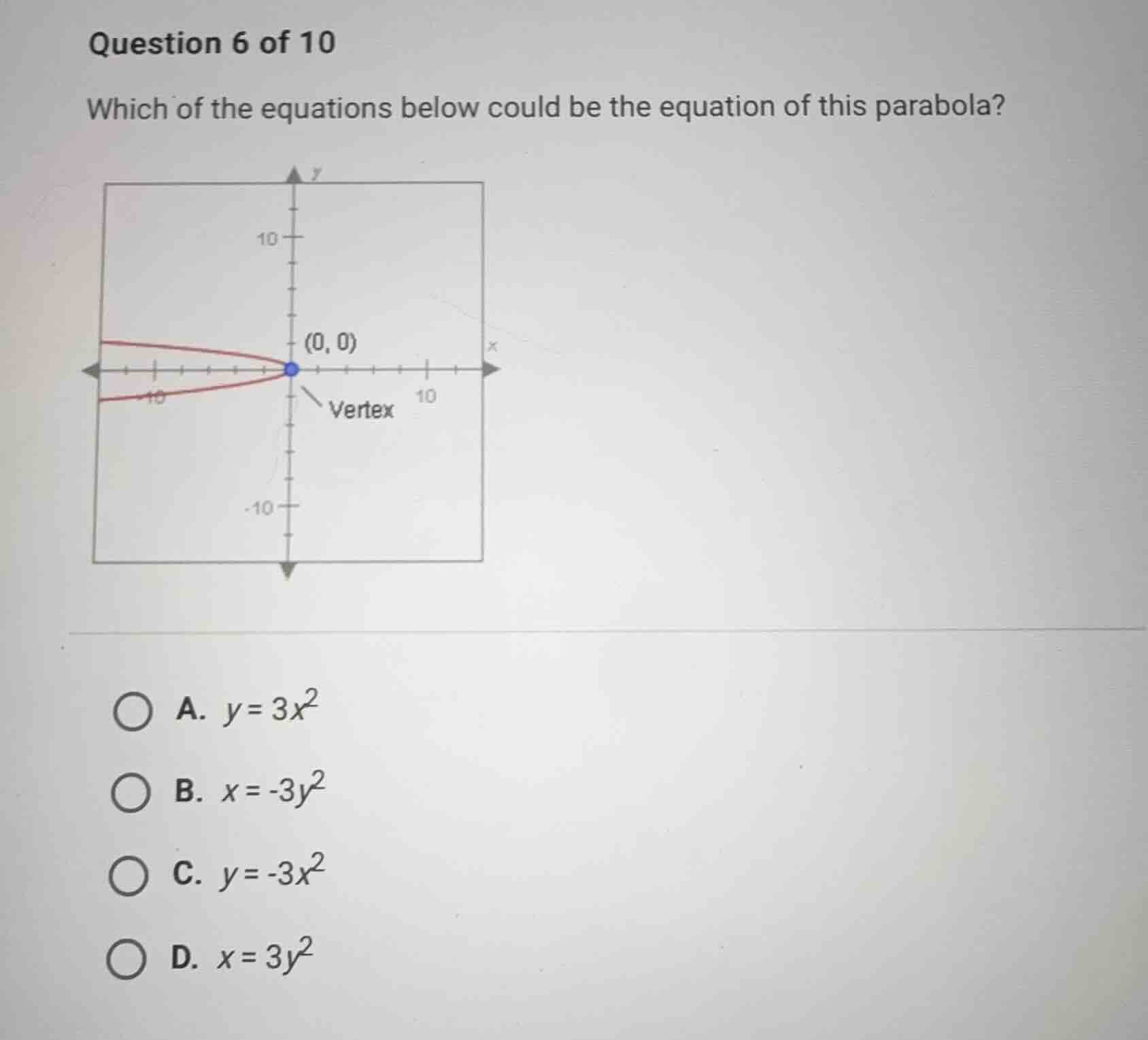 question 6 of 10 which of the equations below could be the equation of …