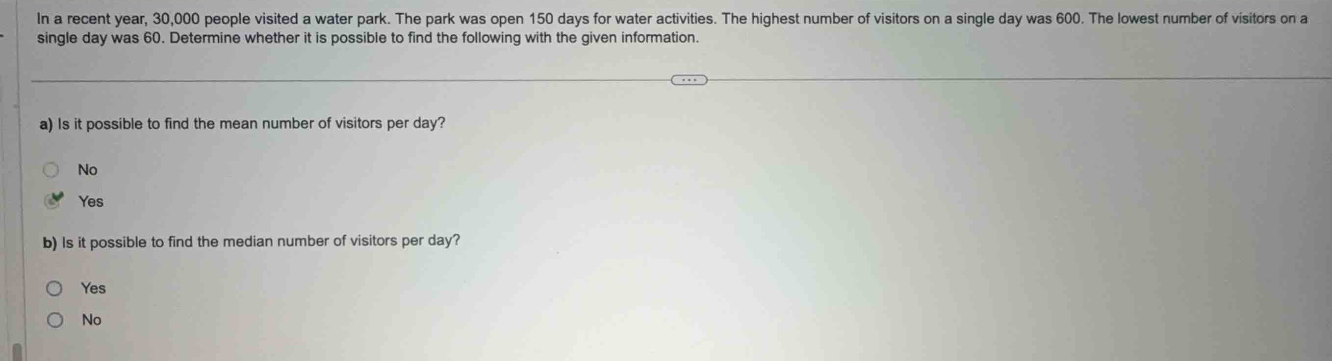 in a recent year, 30,000 people visited a water park. the park was open…