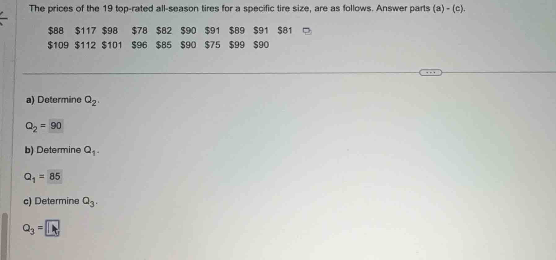 the prices of the 19 top-rated all-season tires for a specific tire siz…