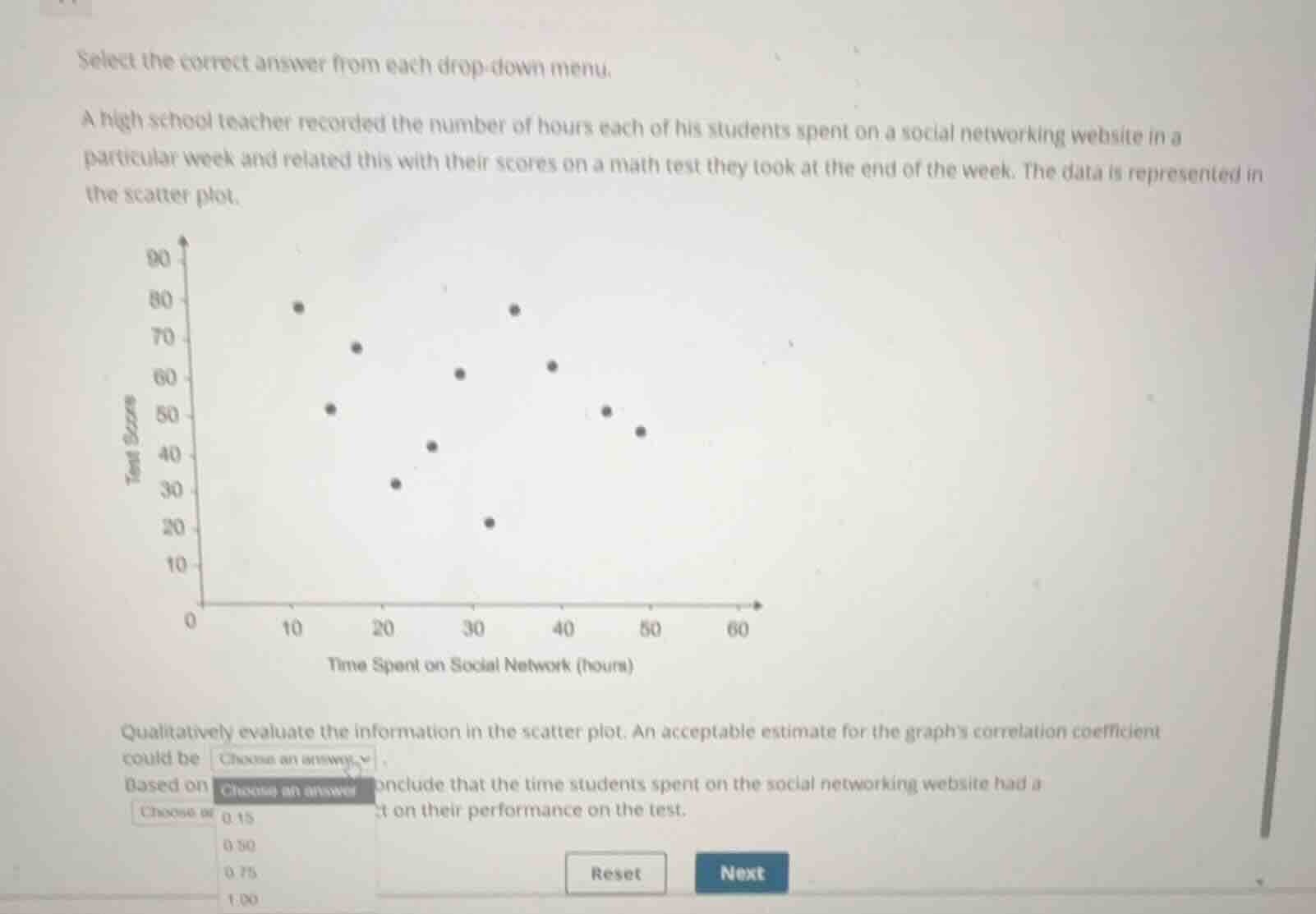 select the correct answer from each drop-down menu. a high school teach…