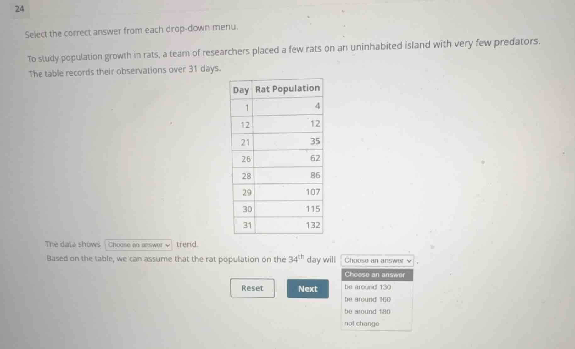 select the correct answer from each drop-down menu. to study population…