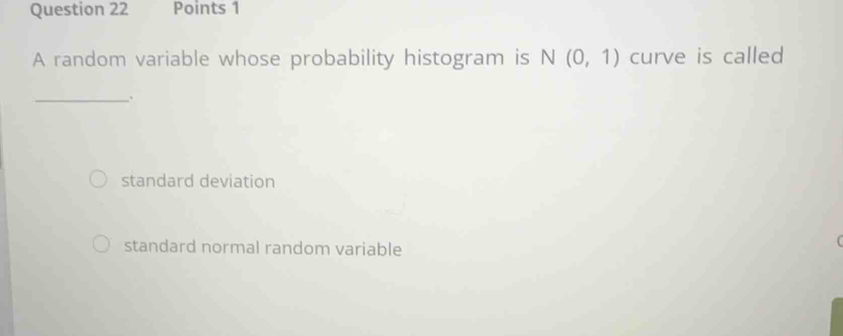 question 22 points 1 a random variable whose probability histogram is \…
