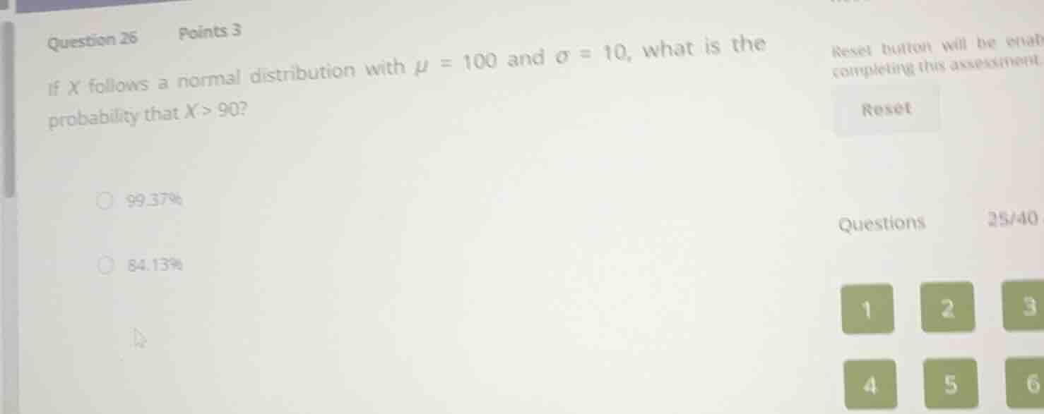question 26 points 3 if \\(x\\) follows a normal distribution with \\(\…