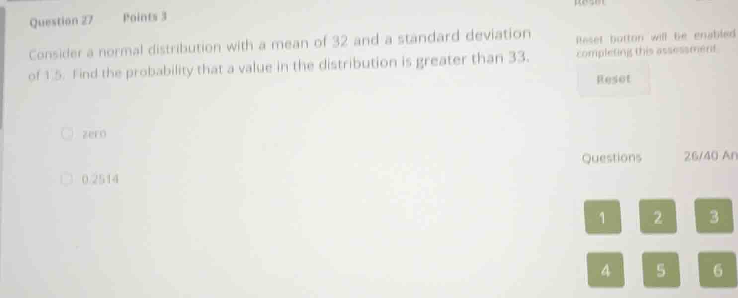 question 27 points 3 consider a normal distribution with a mean of 32 a…