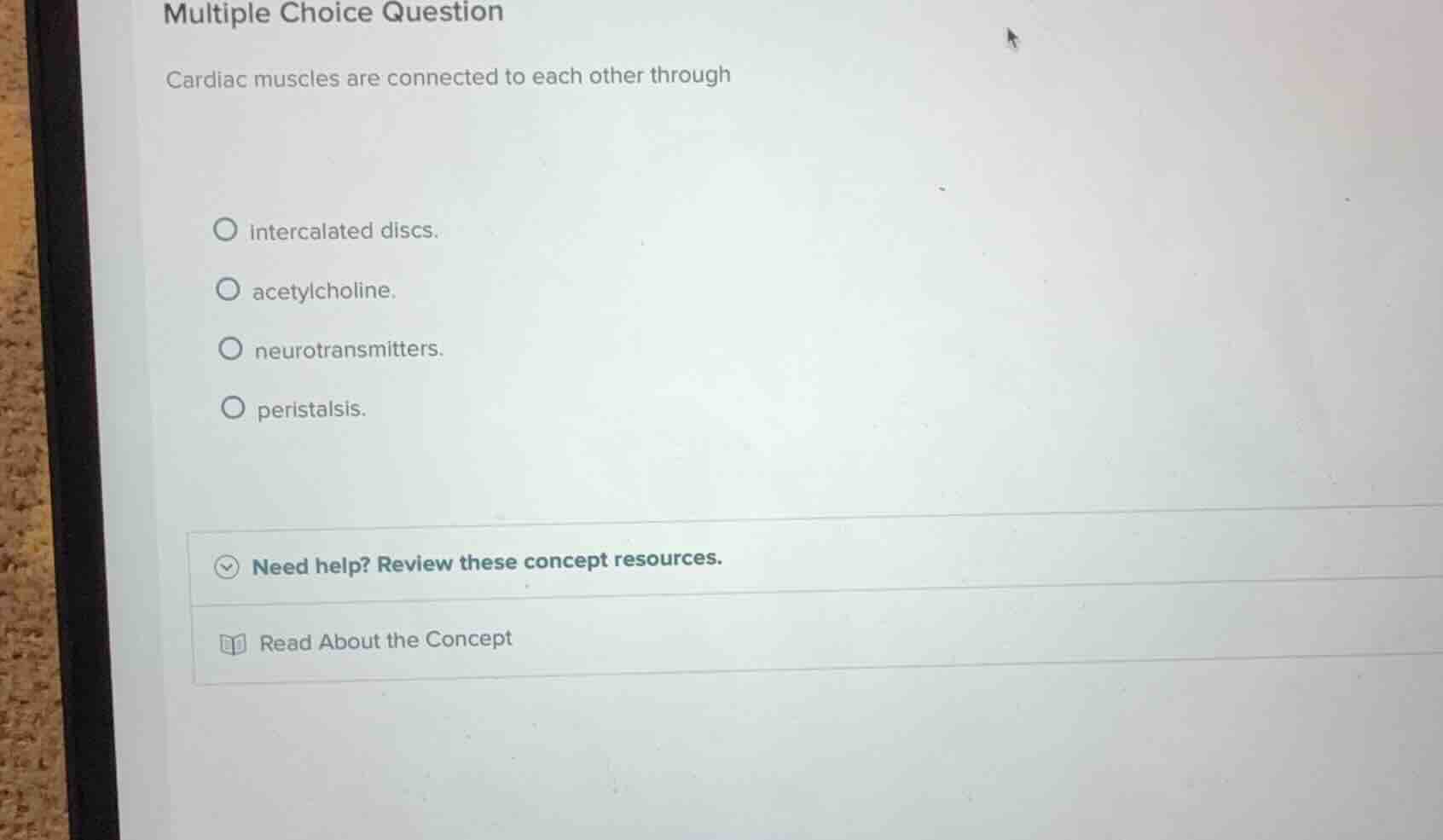 multiple choice question cardiac muscles are connected to each other th…