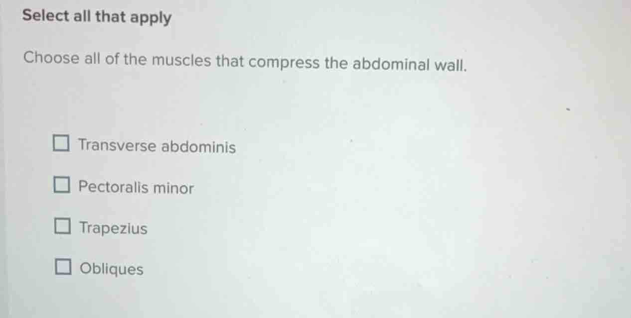 select all that apply choose all of the muscles that compress the abdom…