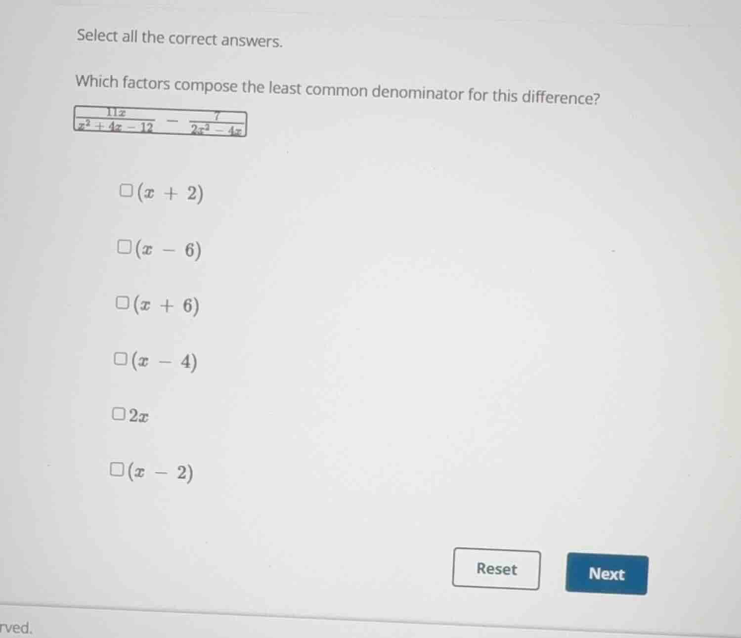 select all the correct answers. which factors compose the least common …