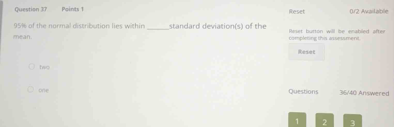 question 37 points 1 95% of the normal distribution lies within ______ …