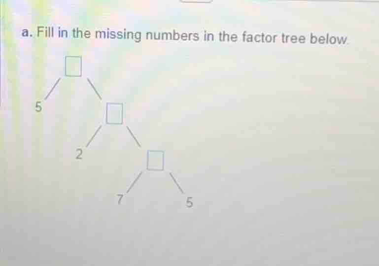 a. fill in the missing numbers in the factor tree below.