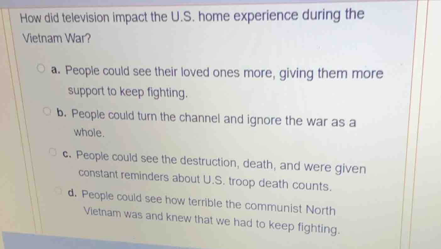 how did television impact the u.s. home experience during the vietnam w…
