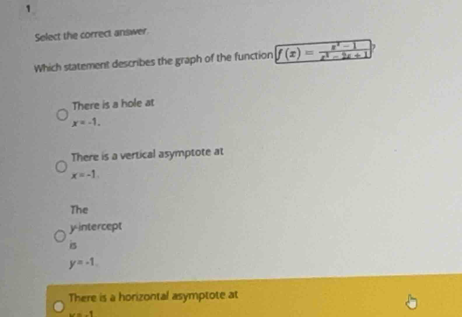 select the correct answer. which statement describes the graph of the f…