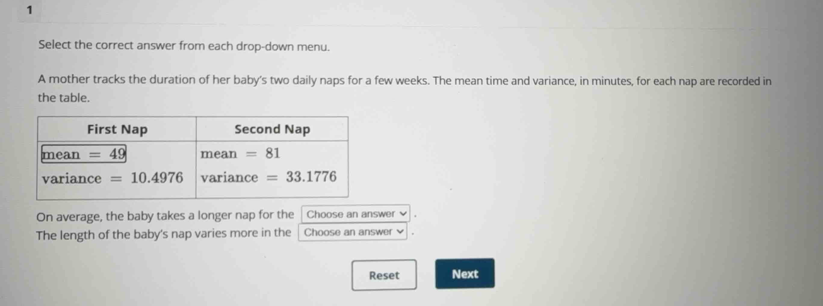 select the correct answer from each drop-down menu. a mother tracks the…