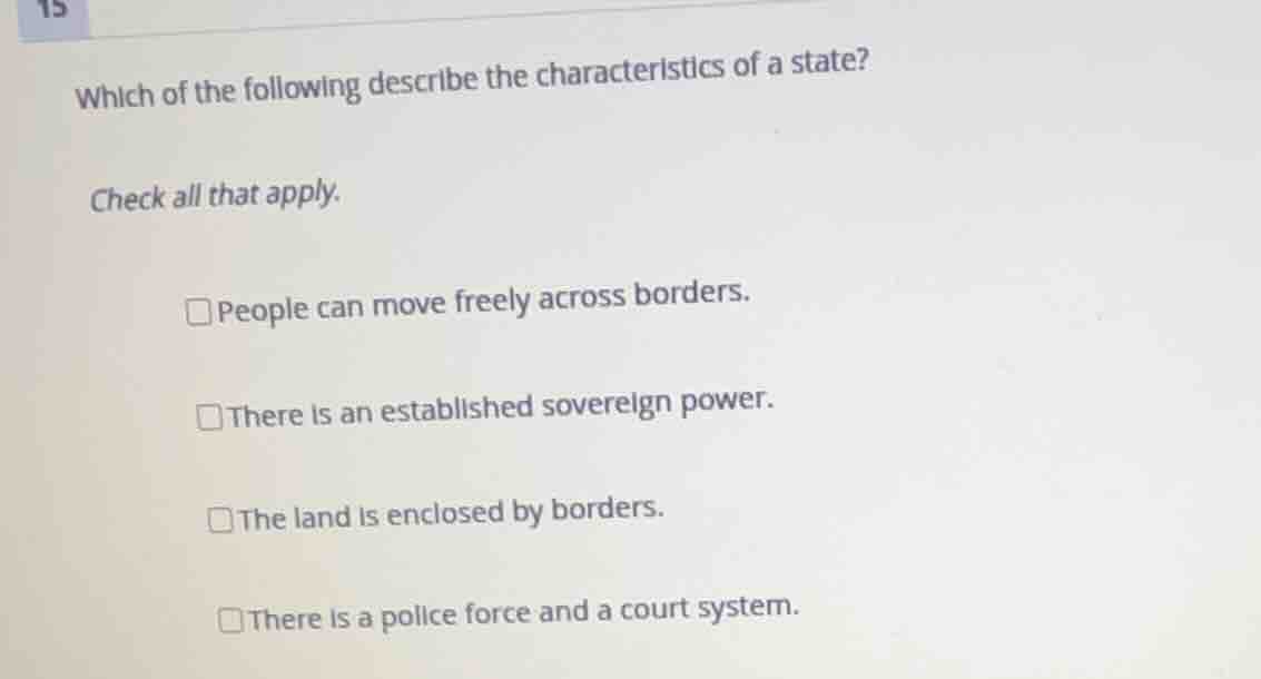 which of the following describe the characteristics of a state? check a…